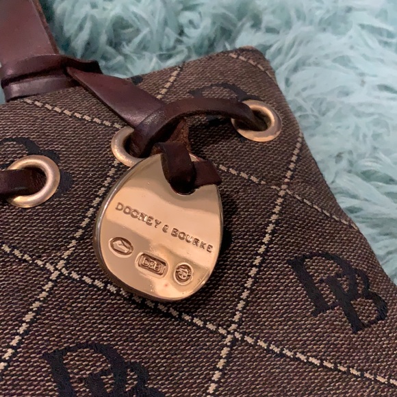 Dooney & Bourke Monogram Tassel Dark Brown Canvas Bucket Bag - Picture 13 of 13